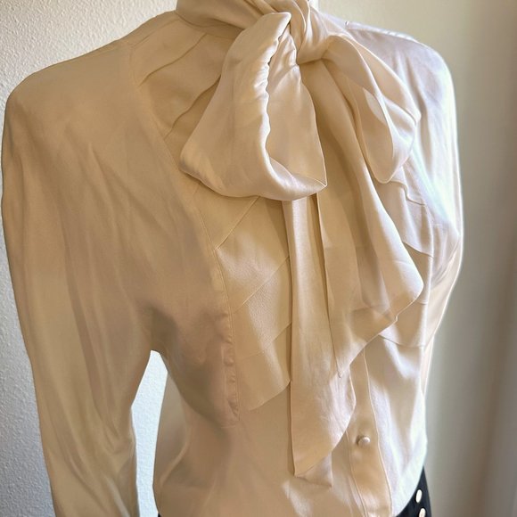 Vintage Couture Ted Lapidus Ivory Silk Shirt - Picture 3 of 9